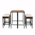 10-Piece Outdoor Bar Height Dining Set with Acacia Wood Table and 8 Stools