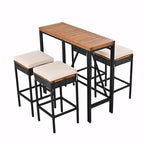 10-Piece Outdoor Bar Height Dining Set with Acacia Wood Table and 8 Stools