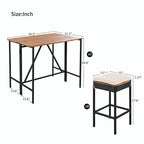 10-Piece Outdoor Bar Height Dining Set with Acacia Wood Table and 8 Stools