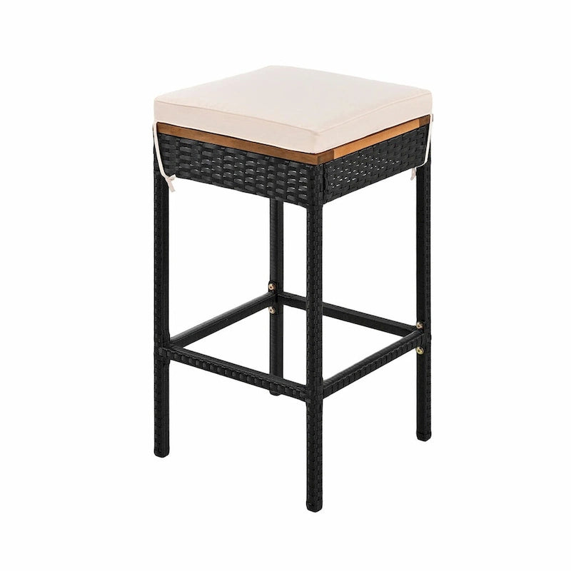 10-Piece Outdoor Bar Height Dining Set with Acacia Wood Table and 8 Stools