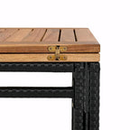 10-Piece Outdoor Bar Height Dining Set with Acacia Wood Table and 8 Stools