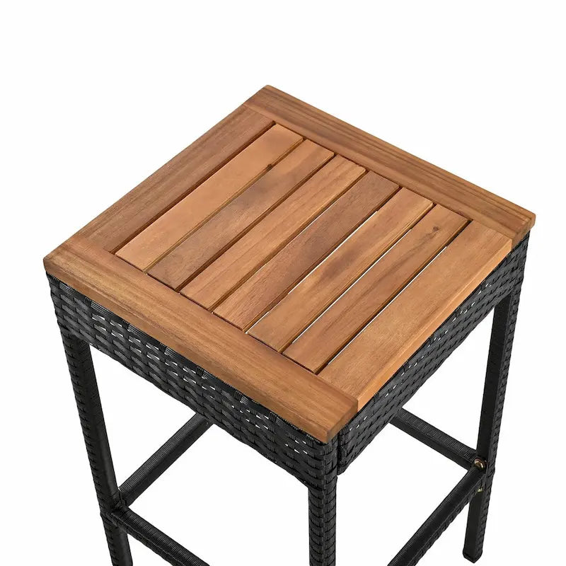 10-Piece Outdoor Bar Height Dining Set with Acacia Wood Table and 8 Stools