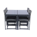 9-Pieces Outdoor Patio Dining Sets with Glass Table Top and Grey Cushion - N/A