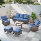 Gymojoy 3 Peices Patio Chairs with Coffee Table - Brown