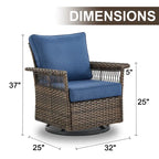 Gymojoy 3 Peices Patio Chairs with Coffee Table - Brown