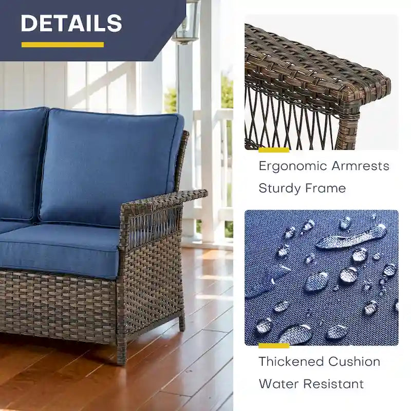 Gymojoy 3 Peices Patio Chairs with Coffee Table - Brown