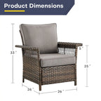 Gymojoy 3 Peices Patio Chairs with Coffee Table - Brown