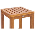 Chic Teak 5 Piece Teak Wood Antigua Patio Counter Height Bistro Set with 63  Rectangular Table and 4 Stools