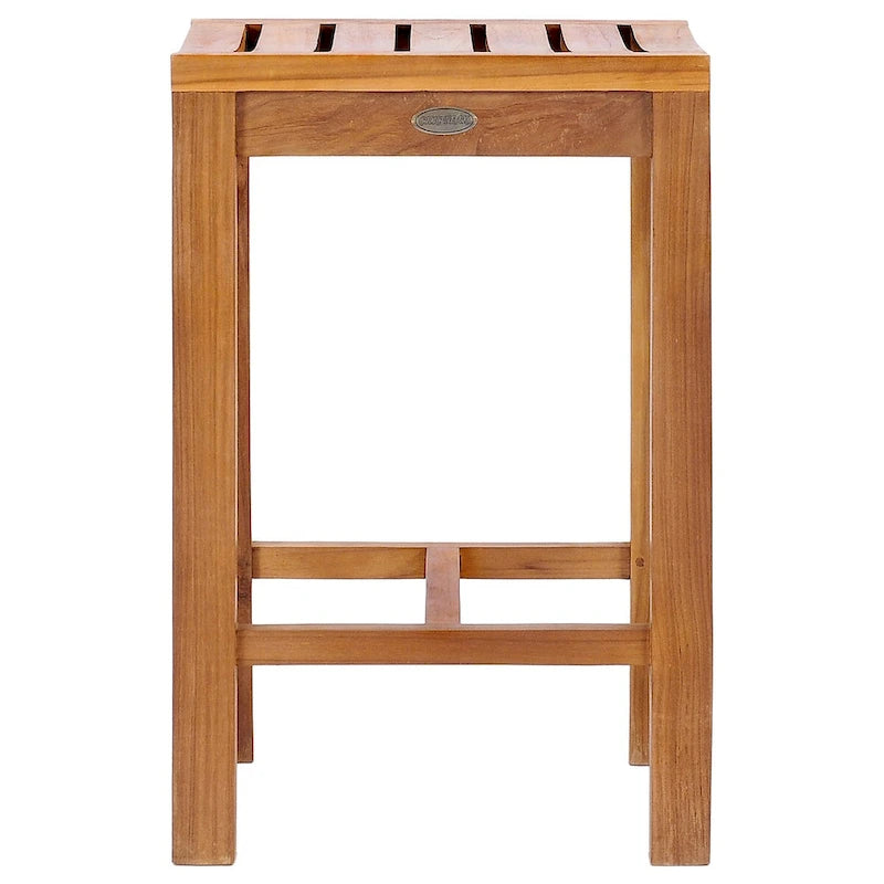 Chic Teak 5 Piece Teak Wood Antigua Patio Counter Height Bistro Set with 63  Rectangular Table and 4 Stools