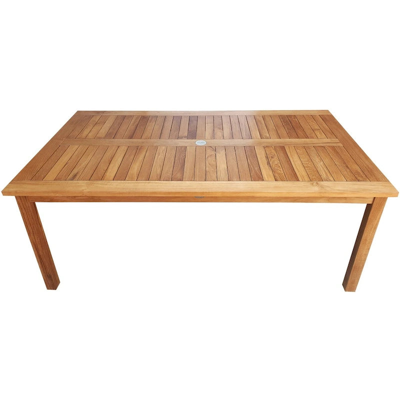 Chic Teak 5 Piece Teak Wood Antigua Patio Counter Height Bistro Set with 63  Rectangular Table and 4 Stools