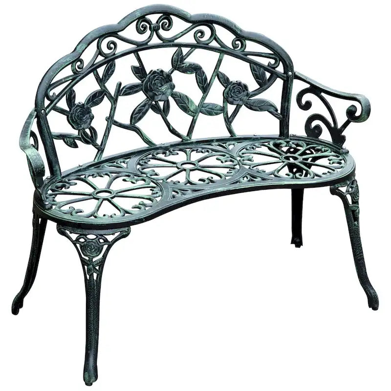 Outsunny Outdoor Bench Cast Aluminum Outdoor Furniture - As picture
