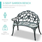 Outsunny Outdoor Bench Cast Aluminum Outdoor Furniture - As picture