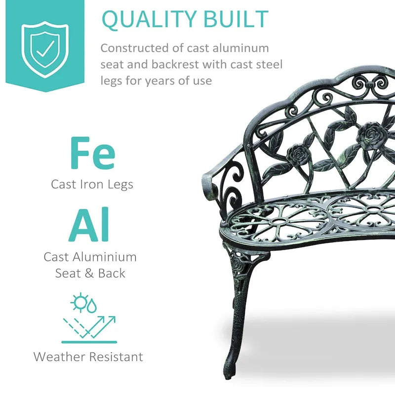 Outsunny Outdoor Bench Cast Aluminum Outdoor Furniture - As picture