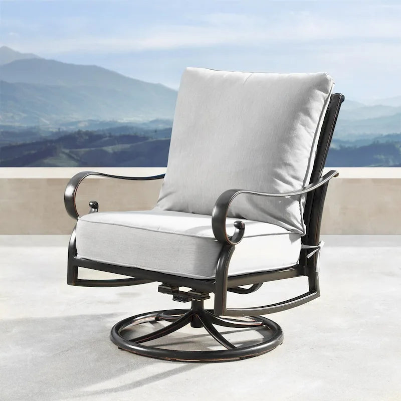 Aluminum 44in Fire Table Set with Four Swivel Rockers & Accessories