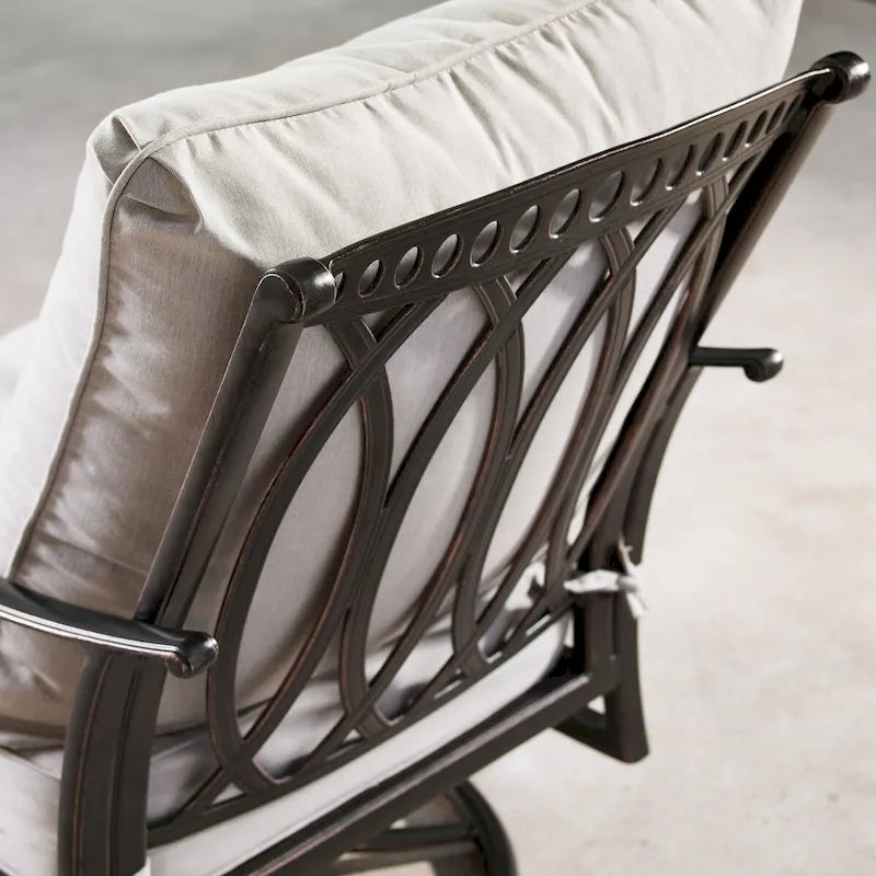 Aluminum 44in Fire Table Set with Four Swivel Rockers & Accessories