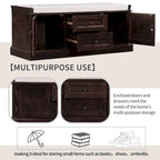 Storage Bench with 2 Drawers and 2 Cabinets, Shoe Bench with Removable Cushion for Living Room, Entryway (Black)