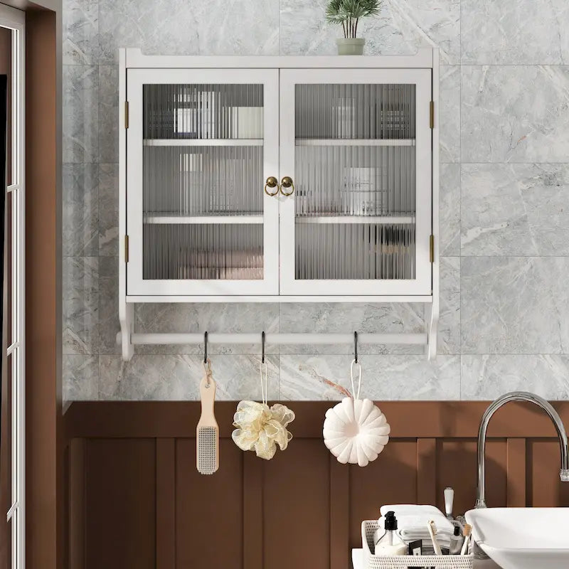 24.8 Glass Door Vintage Double Door Wall Cabinet