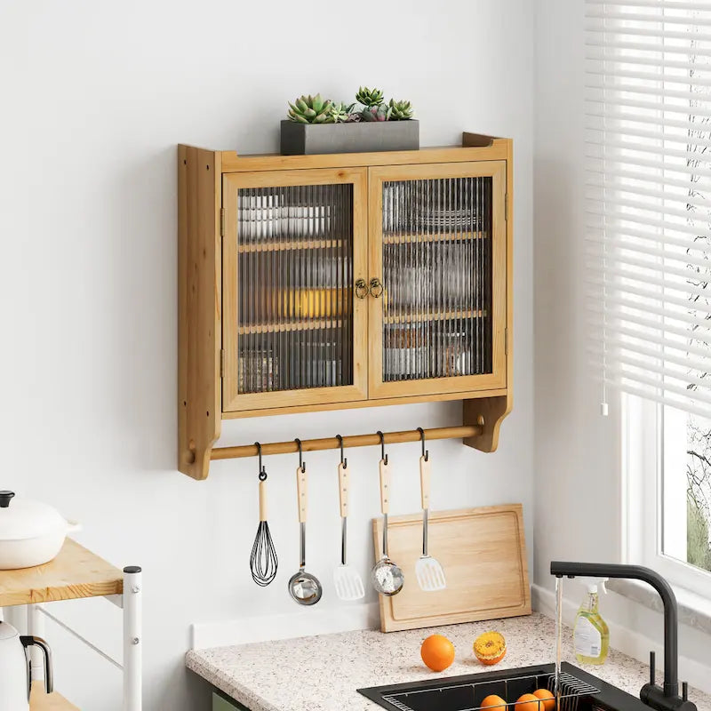 24.8 Glass Door Vintage Double Door Wall Cabinet