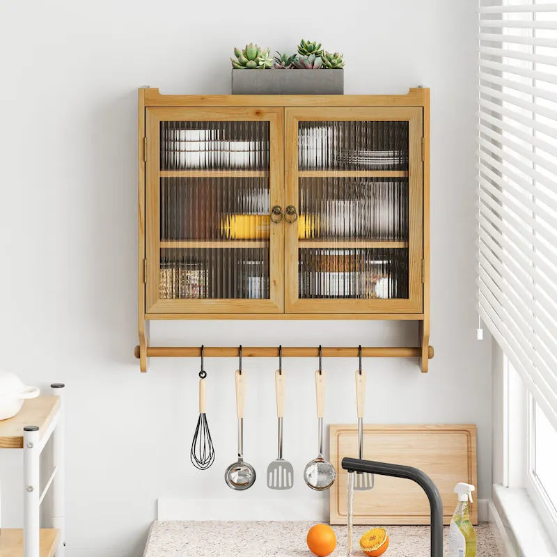 24.8 Glass Door Vintage Double Door Wall Cabinet