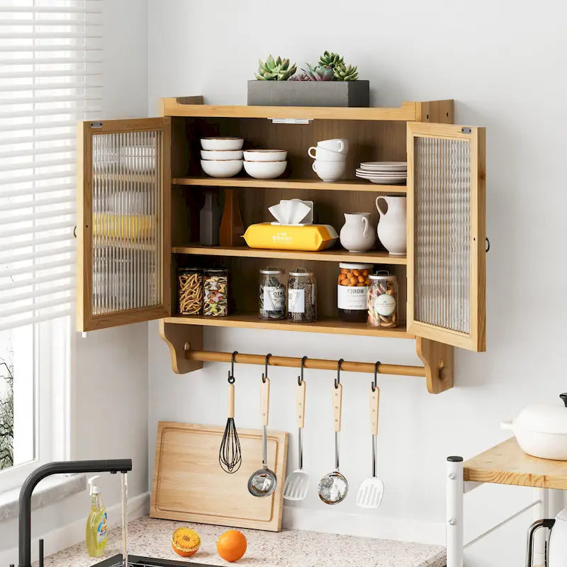 24.8 Glass Door Vintage Double Door Wall Cabinet