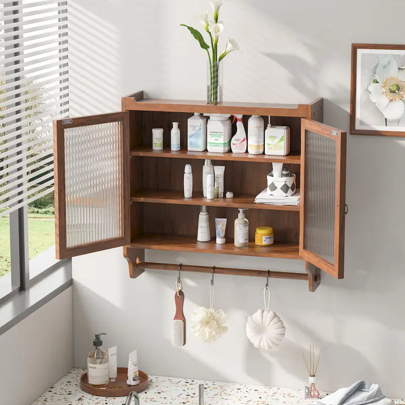 24.8 Glass Door Vintage Double Door Wall Cabinet