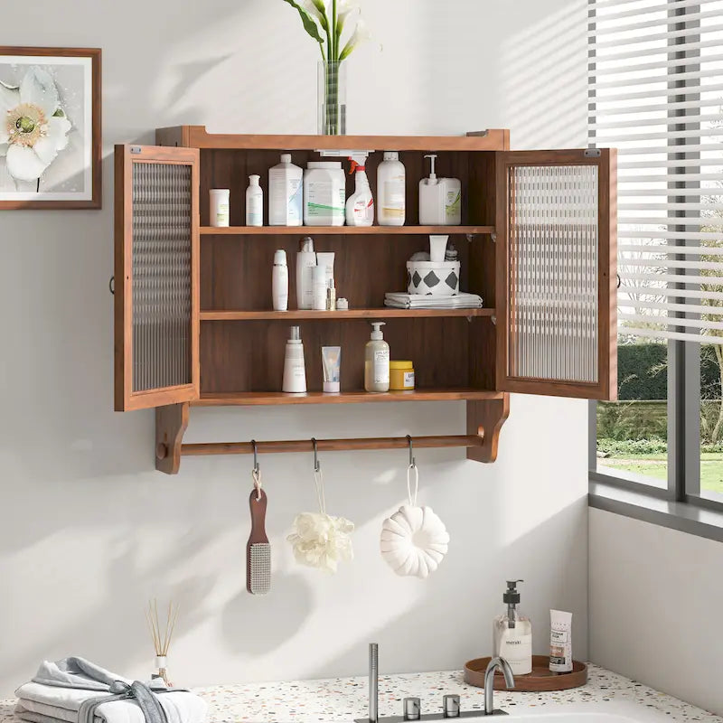 24.8 Glass Door Vintage Double Door Wall Cabinet