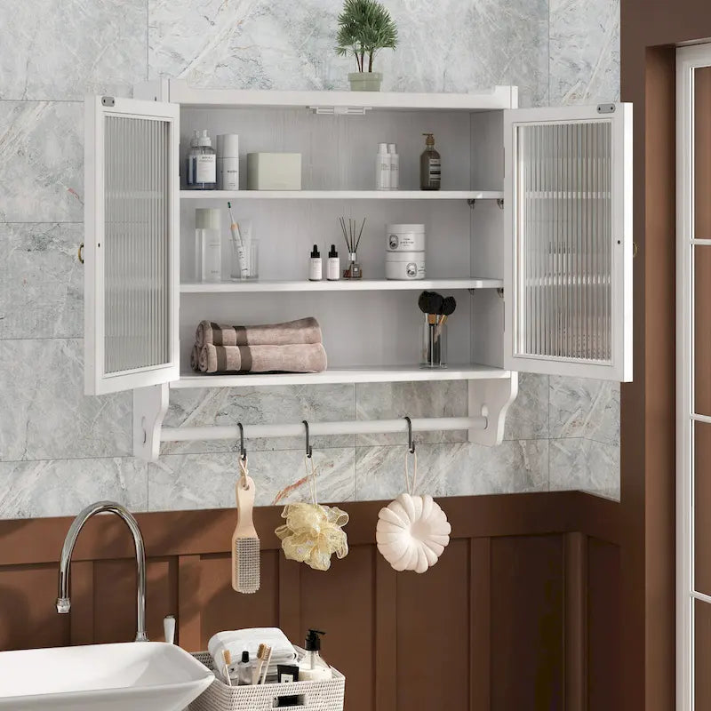 24.8 Glass Door Vintage Double Door Wall Cabinet