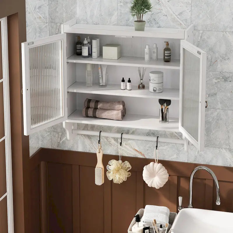 24.8 Glass Door Vintage Double Door Wall Cabinet