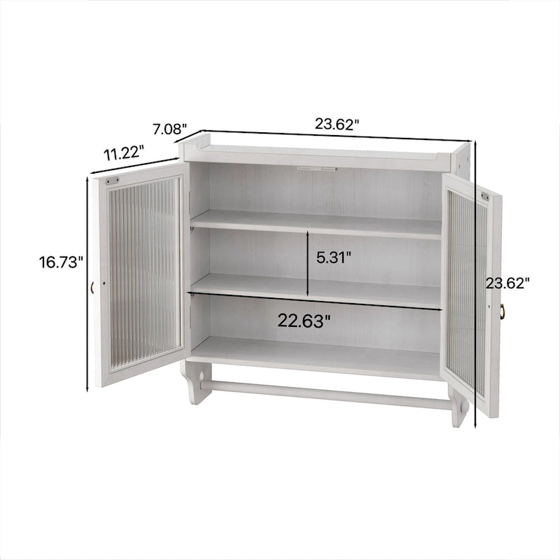 24.8 Glass Door Vintage Double Door Wall Cabinet