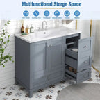 36 Inch Bathroom Vanity with USB Charging, Resin Sink, Solid Wood Frame, 3 Drawers Storage