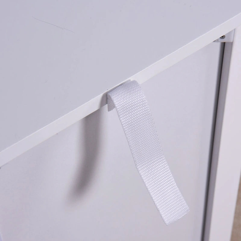 Bathroom Floor Storage Cabinet with Double Door Adjustable Shelf, White