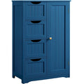 4-Tier Wooden Storage Cabinet 22"x12"x32.5" with Sliding Drawers & Adjustable Shelf - White Bathroom Floor Organizer