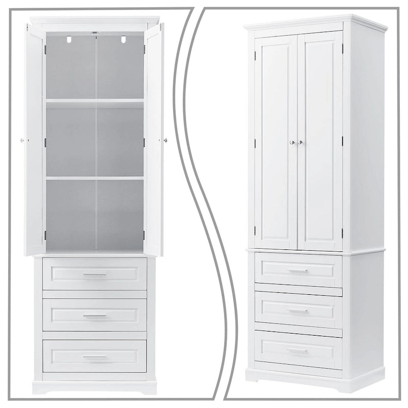 Minimalist Standard Freestanding Bathroom Tall Storage Cabinet with a Cabinet and 3 Drawers