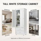 Tall Storage Cabinet with Two Drawers for Bathroom/Office - 24 x62.5