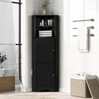 Freestanding Tall Bathroom Corner Cabinet 61" H x 14.96" W Triangle Storage Tower with Adjustable Shelves White