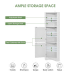 Freestanding Tall Bathroom Corner Cabinet 61" H x 14.96" W Triangle Storage Tower with Adjustable Shelves White