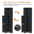 Freestanding Tall Bathroom Corner Cabinet 61" H x 14.96" W Triangle Storage Tower with Adjustable Shelves White
