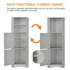 Freestanding Tall Bathroom Corner Cabinet 61" H x 14.96" W Triangle Storage Tower with Adjustable Shelves White