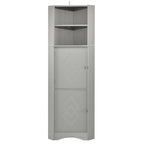Freestanding Tall Bathroom Corner Cabinet 61" H x 14.96" W Triangle Storage Tower with Adjustable Shelves White