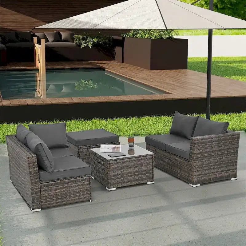 4 Set Wicker Furniture,Patio Furniture,Seasonal PE Wicker Furniture