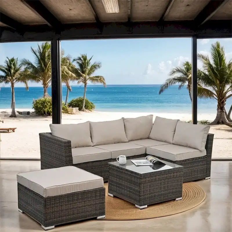 4 Set Wicker Furniture,Patio Furniture,Seasonal PE Wicker Furniture
