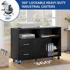 Moasis 2 Drawer Lateral Wood Filing Cabinet with Lock and Open Shelves for Home Office