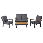4-Piece Metal Patio Conversation Set with Grey Cushions