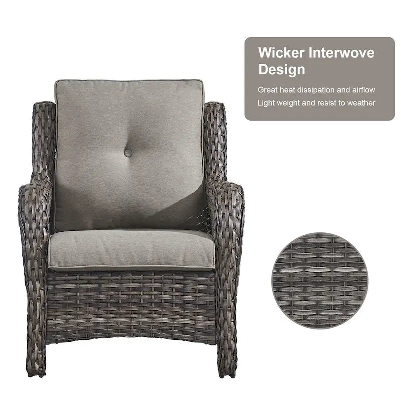 Propane Fire Pit Table with Patio Sofa Chair Set - Grey