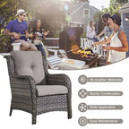 Propane Fire Pit Table with Patio Sofa Chair Set - Grey