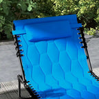 2-Piece Outdoor Folding Chaise Lounge Set with 5-level Reclining Back, Padded Seat, Side Pocket & Headrest