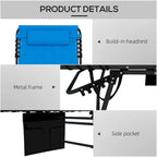 2-Piece Outdoor Folding Chaise Lounge Set with 5-level Reclining Back, Padded Seat, Side Pocket & Headrest