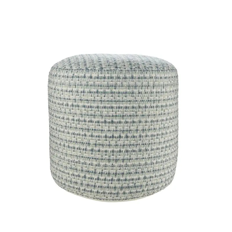 20  Blue Polyester Round Geometric Indoor Outdoor Pouf Ottoman
