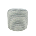 20  Blue Polyester Round Geometric Indoor Outdoor Pouf Ottoman