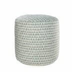 20  Blue Polyester Round Geometric Indoor Outdoor Pouf Ottoman